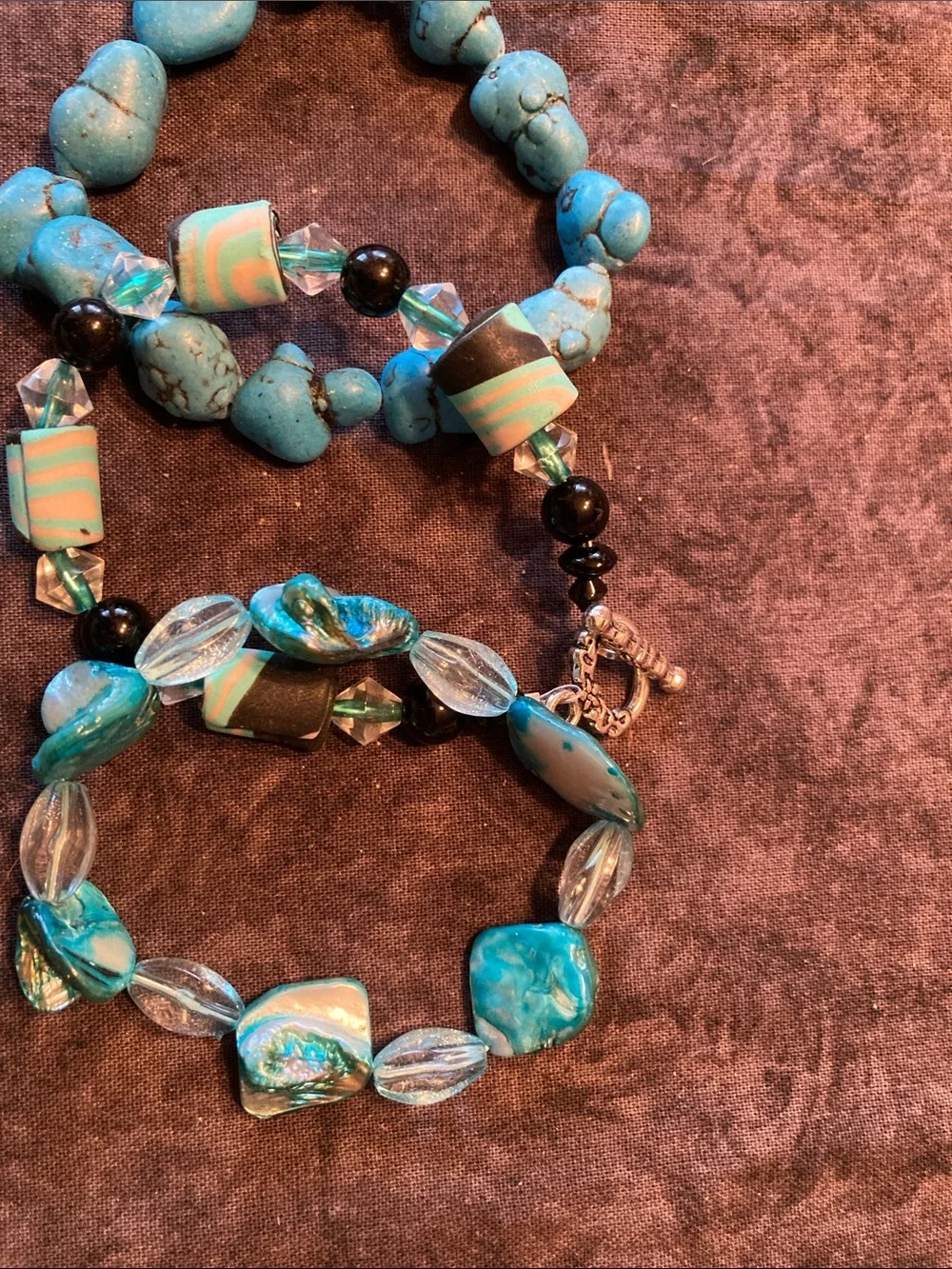Turquoise Colored Beaded Women's Bracelet Set of 3